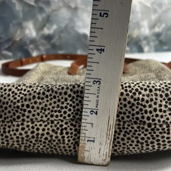 Madewell Crossbody Bag The Zip-Top Double Handles Leather Spotted Dyed Calf Hair - Picture 9 of 11